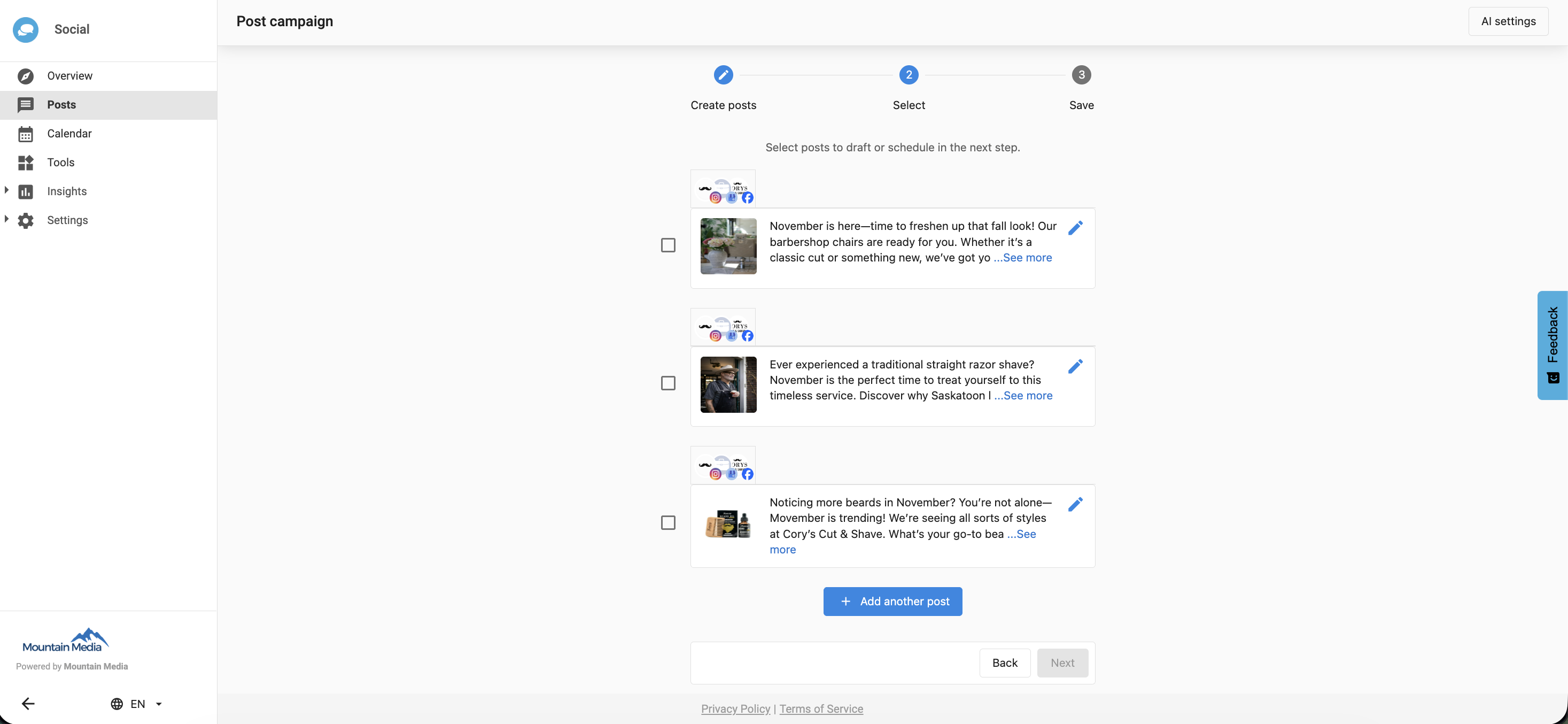 Post Campaign Add Another Post Button
