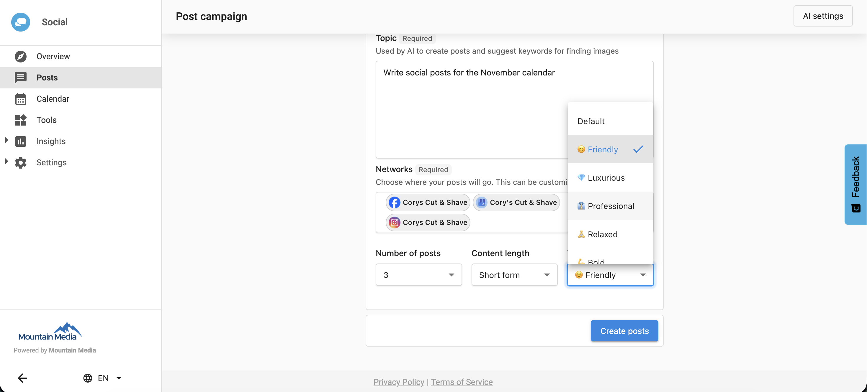 Post Campaign Number of Posts