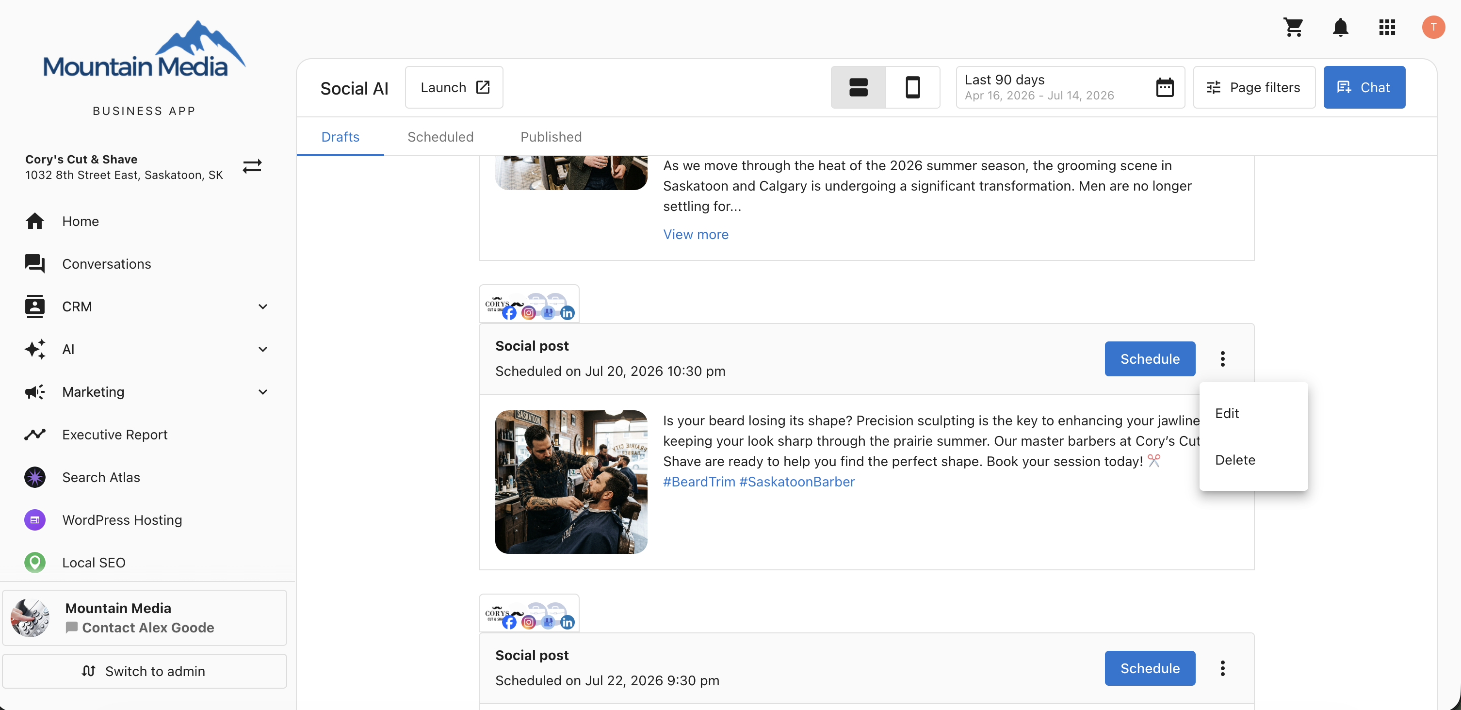 Edit Workflow in Drafts and Scheduled Posts Business App Social