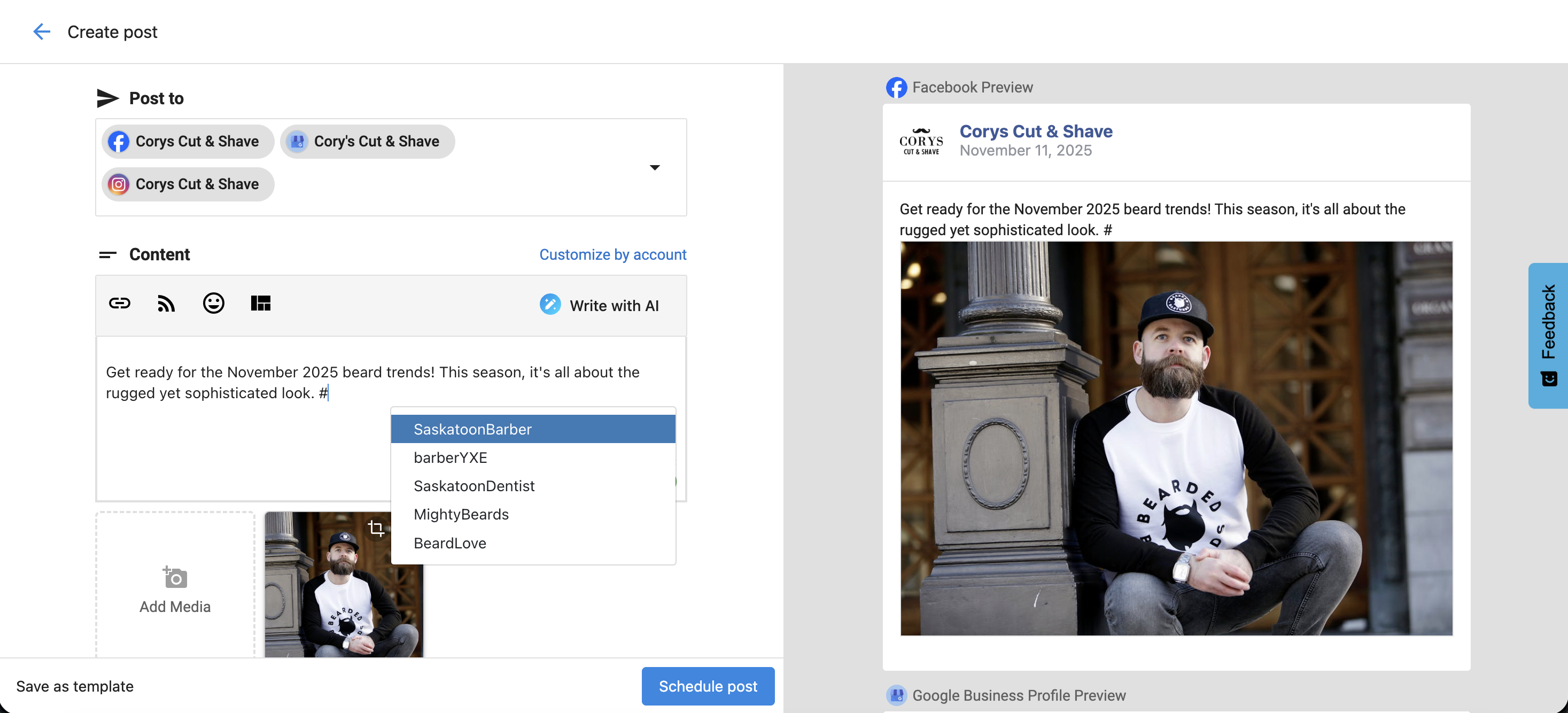 Social Marketing Composer HashTags