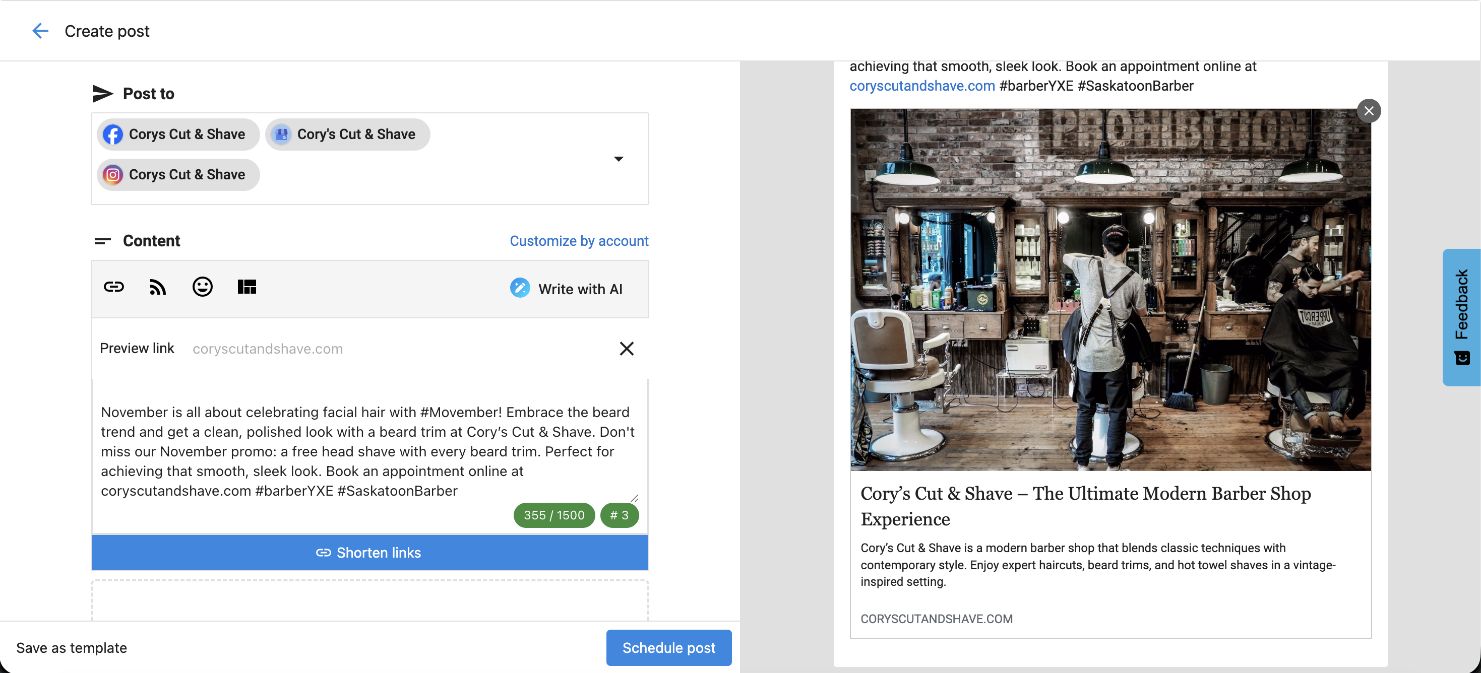 Social Marketing Composer Link Preview