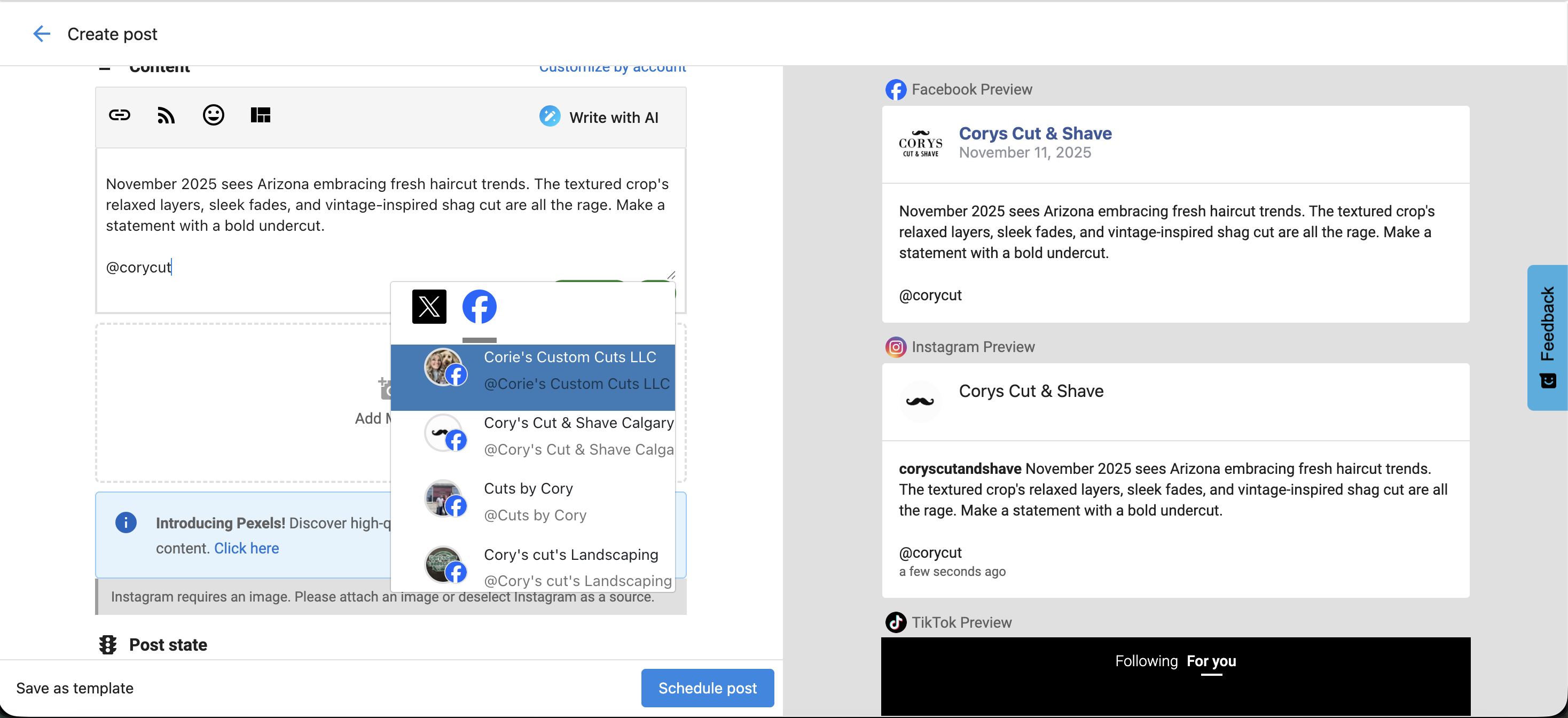 Social Marketing Composer Tagging