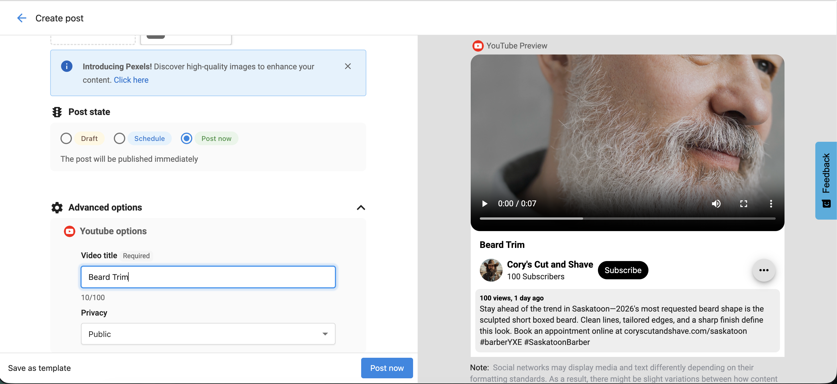 Social Marketing Composer Google Business Profile Preview