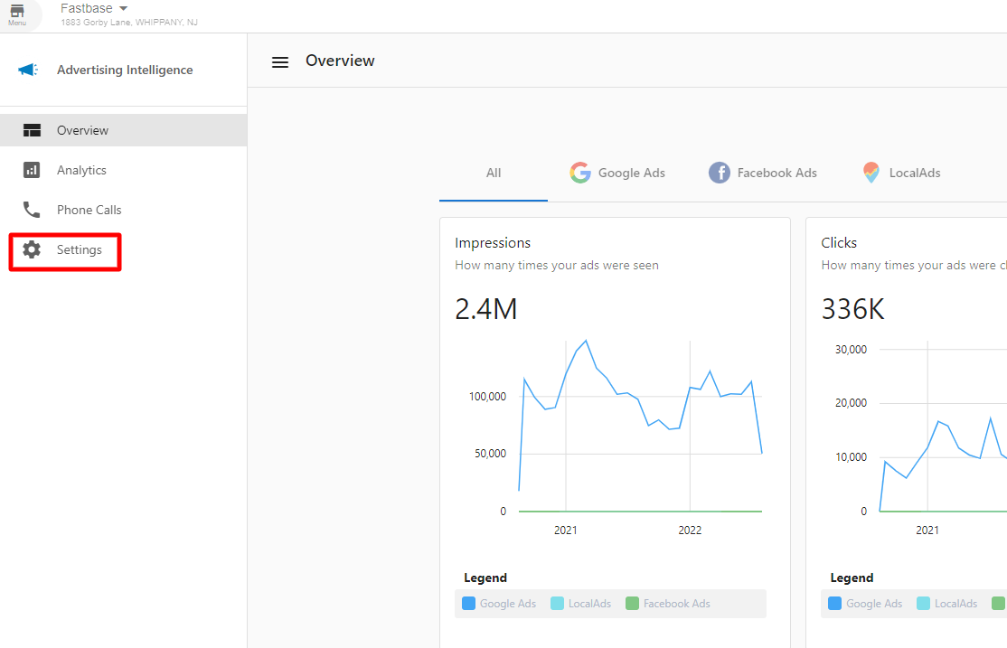 Admin Settings panel