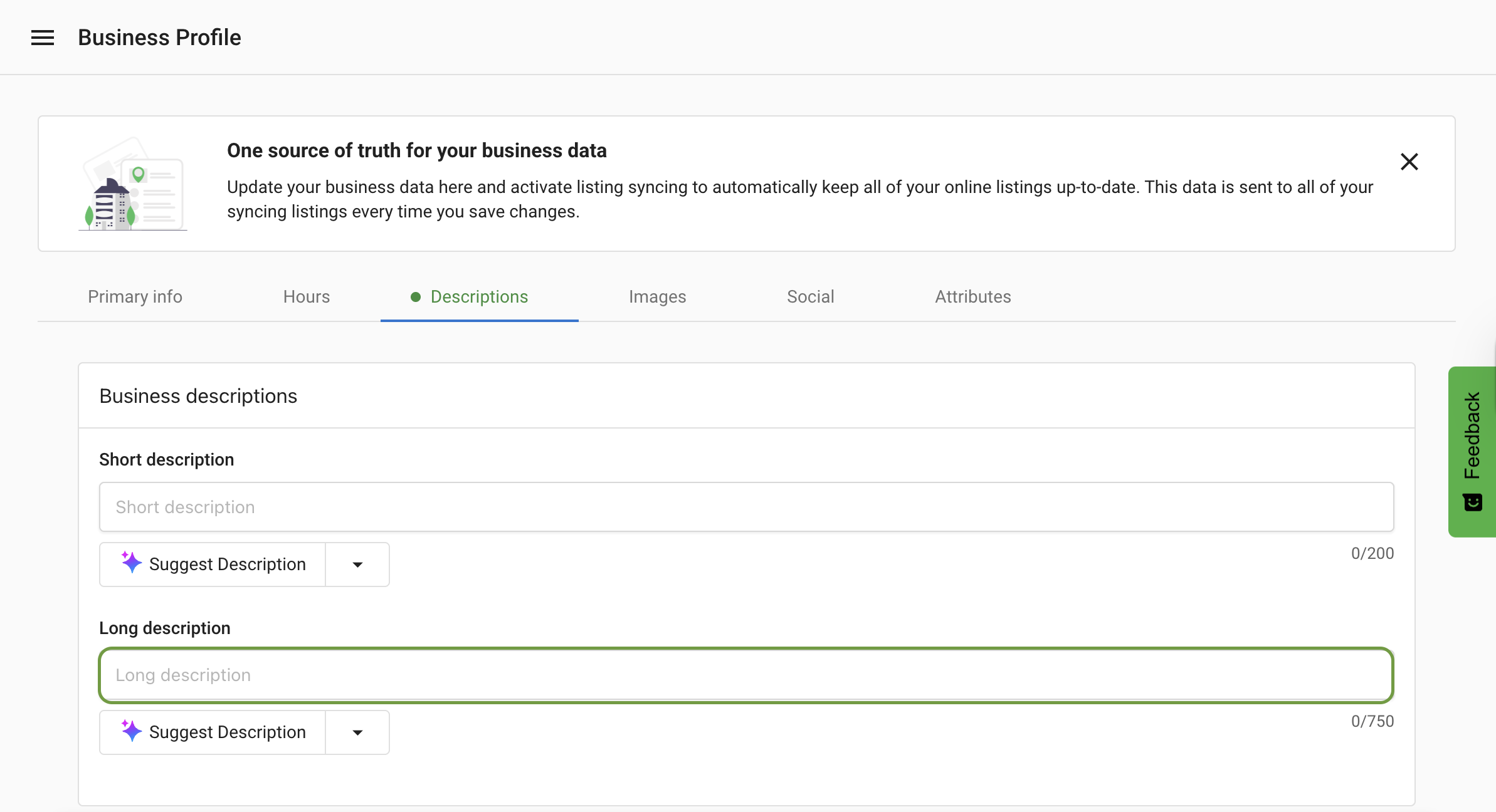 Long Description field