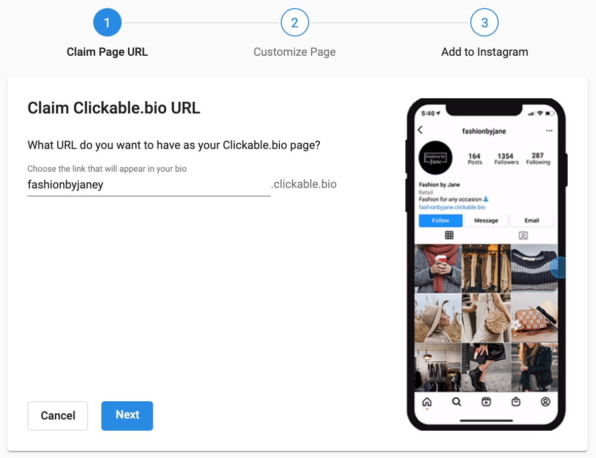 Claiming your clickable.bio URL
