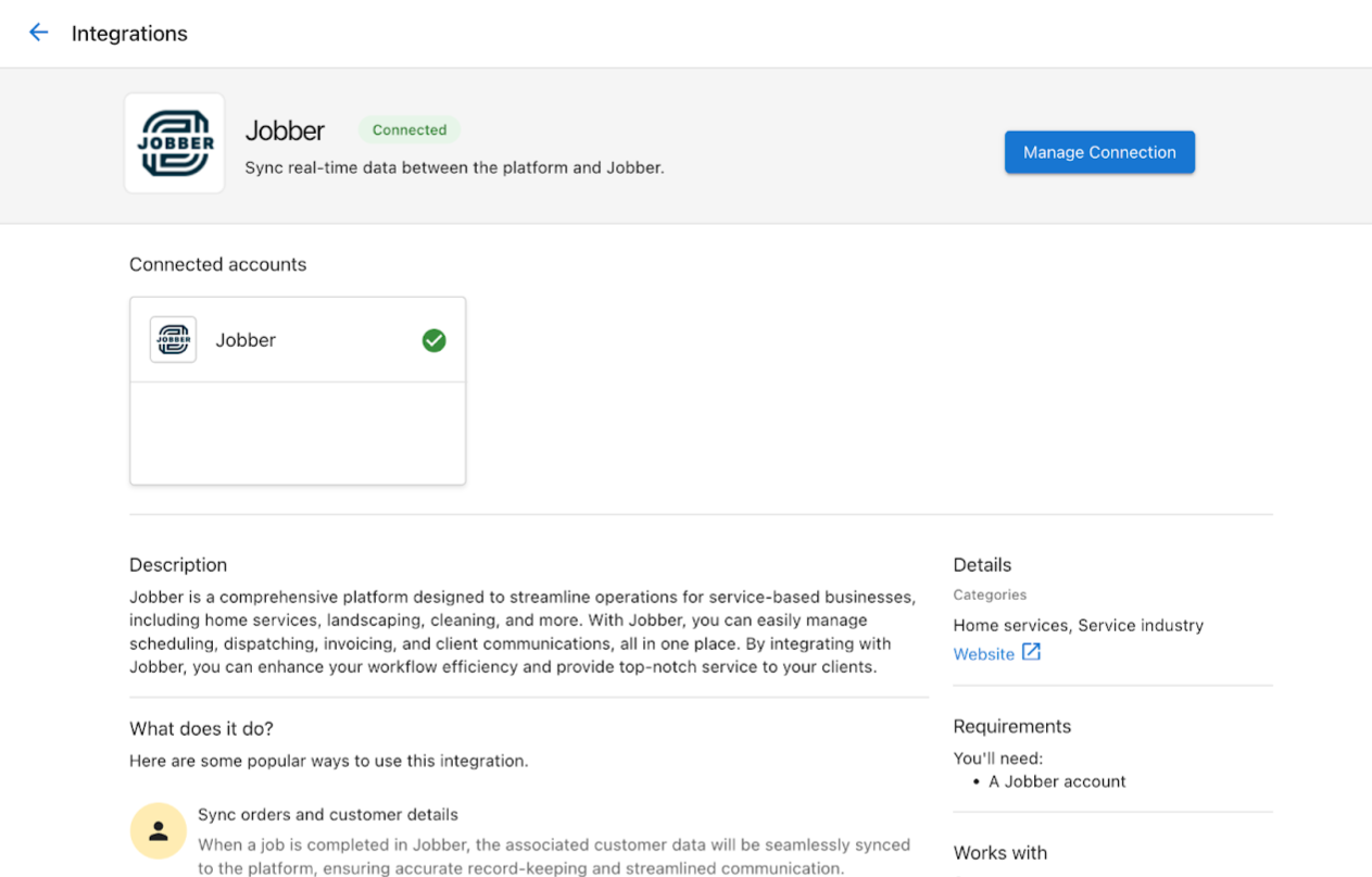 Marketing page with Connected tag