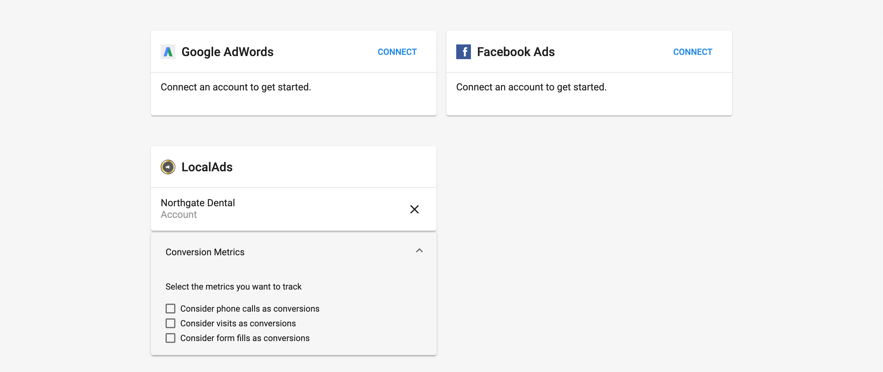 Conversion settings interface