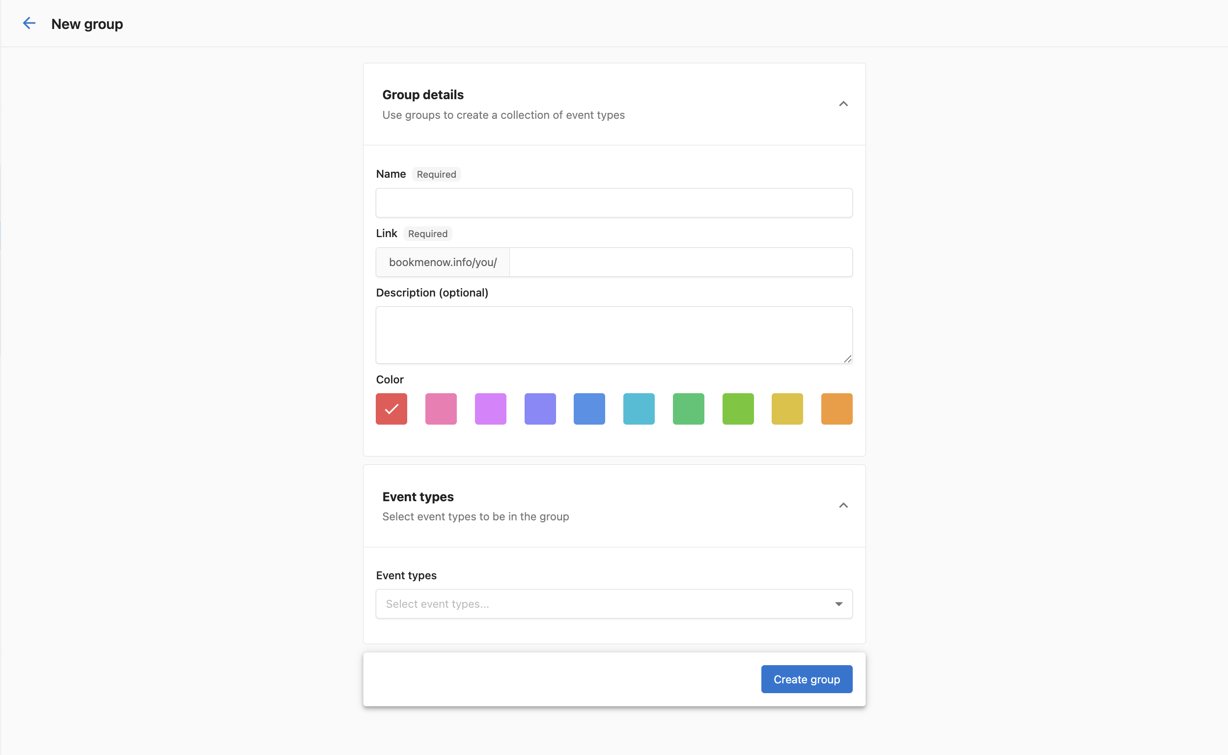 New group creation form
