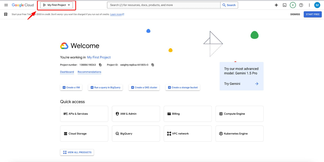 Create Project in Google Cloud