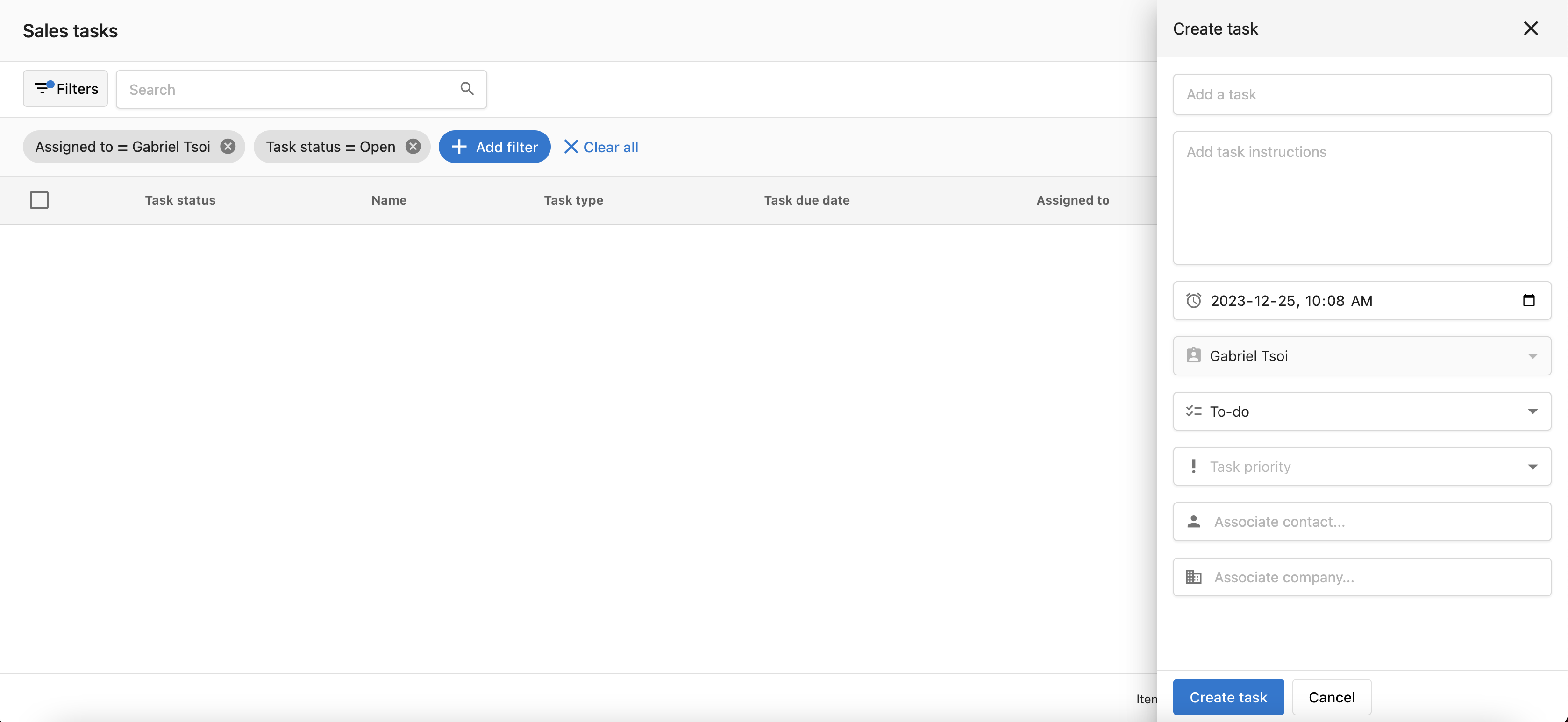 Create tasks from the task table