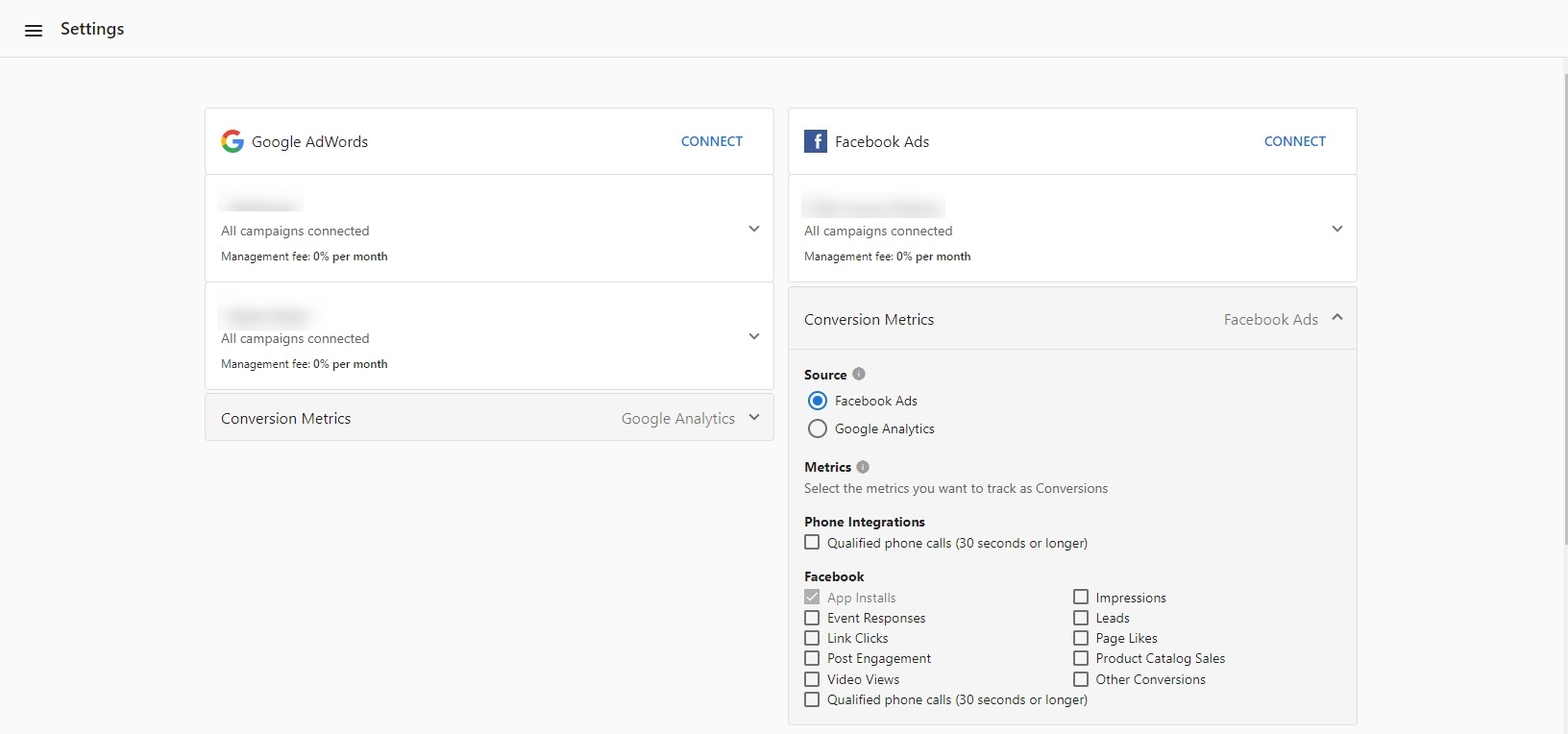 Facebook Ads custom conversion selection