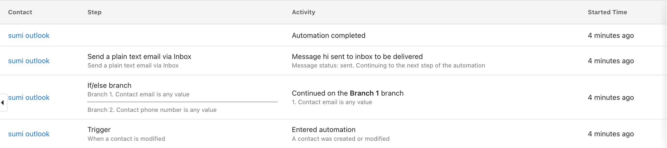 Automation run example