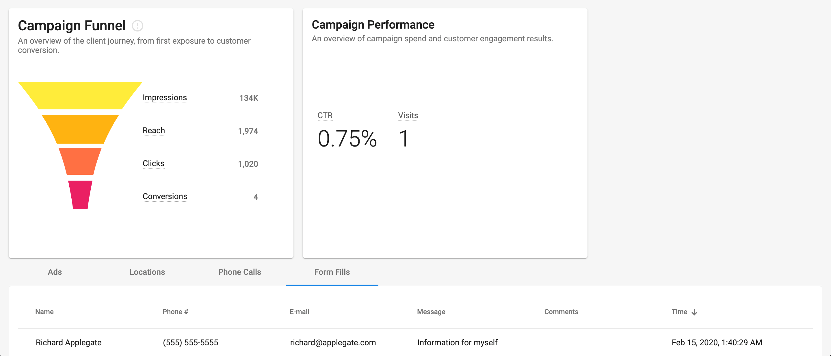 Form fills interface