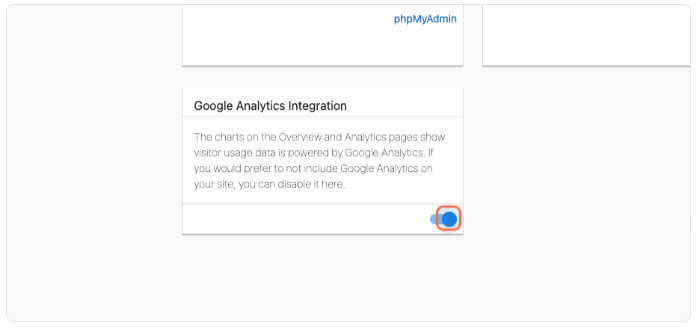 Google Analytics Integration toggle