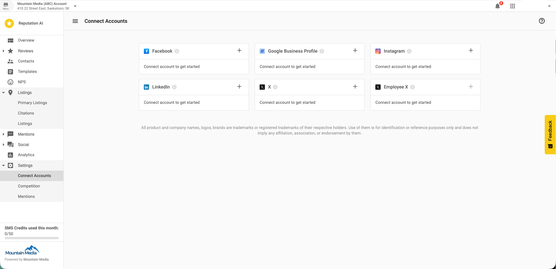 Connect Google Business Profile in Reputation AI Settings