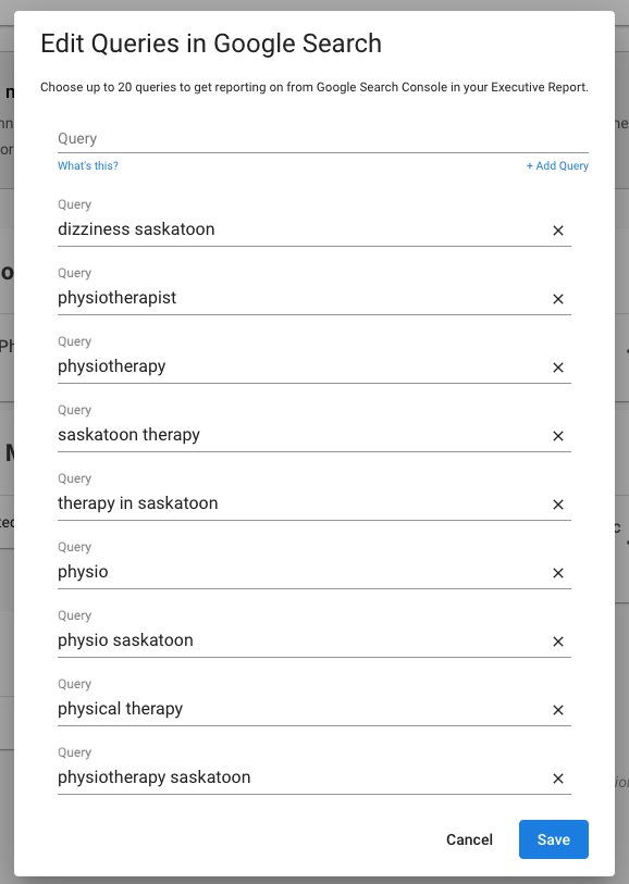 Customize queries in Executive Report