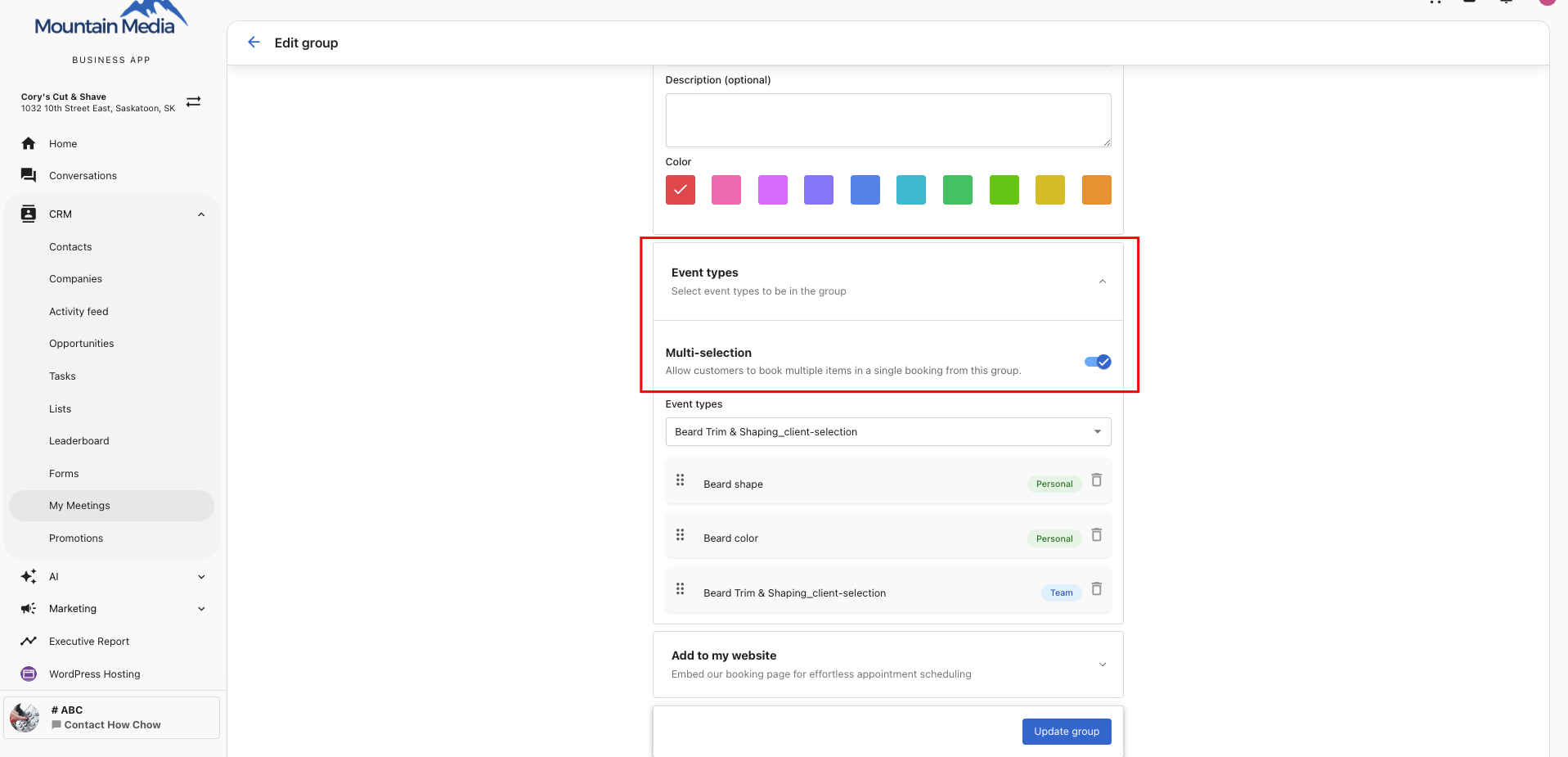 Group editor — Multi-selection toggle