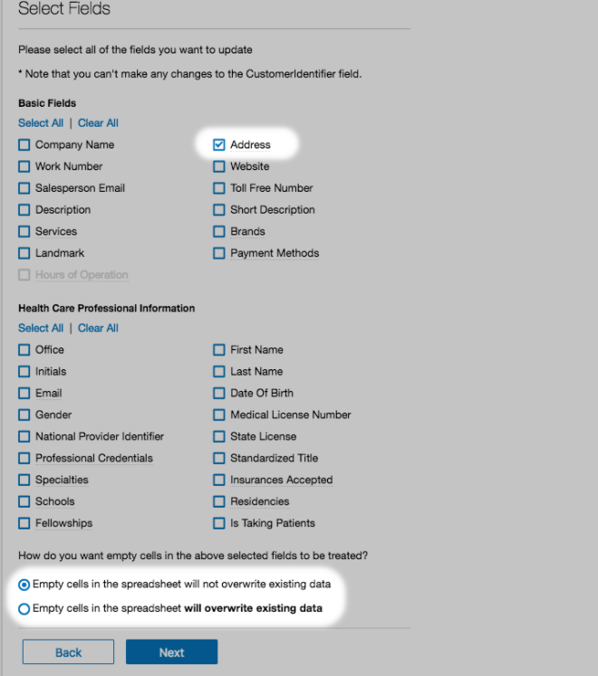 Review changes before updating accounts
