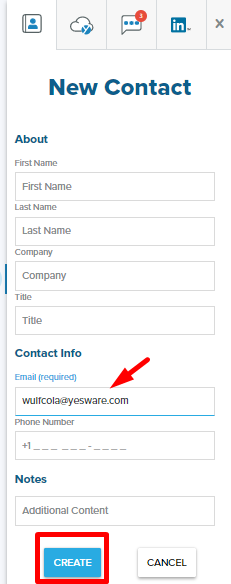 Creating a contact in the web app
