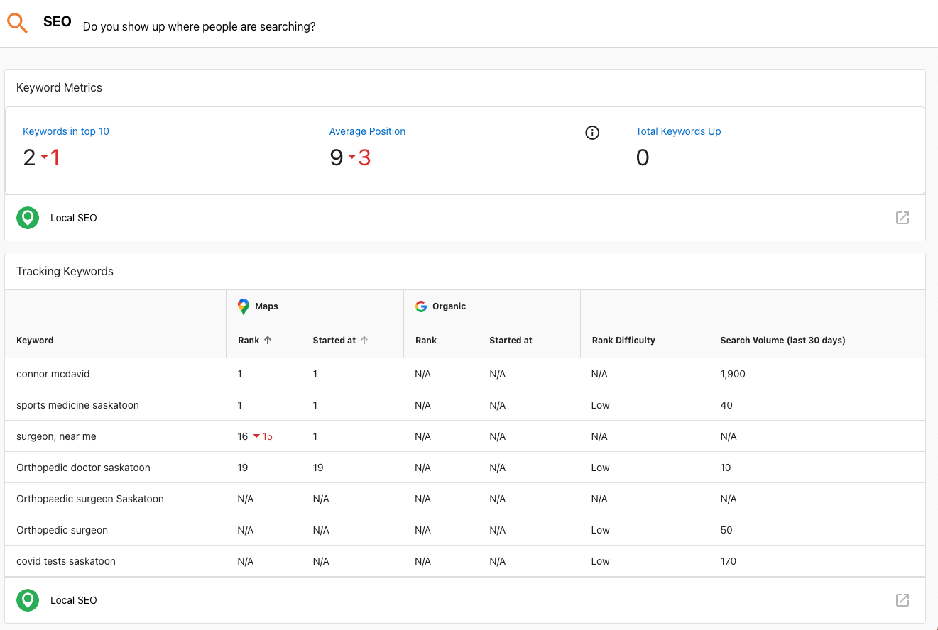 SEO Keywords in Executive Report