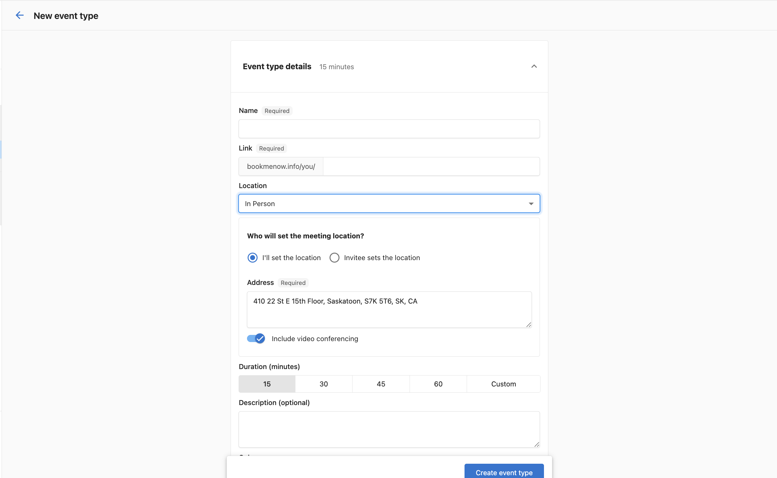 In Person — invitee sets the location