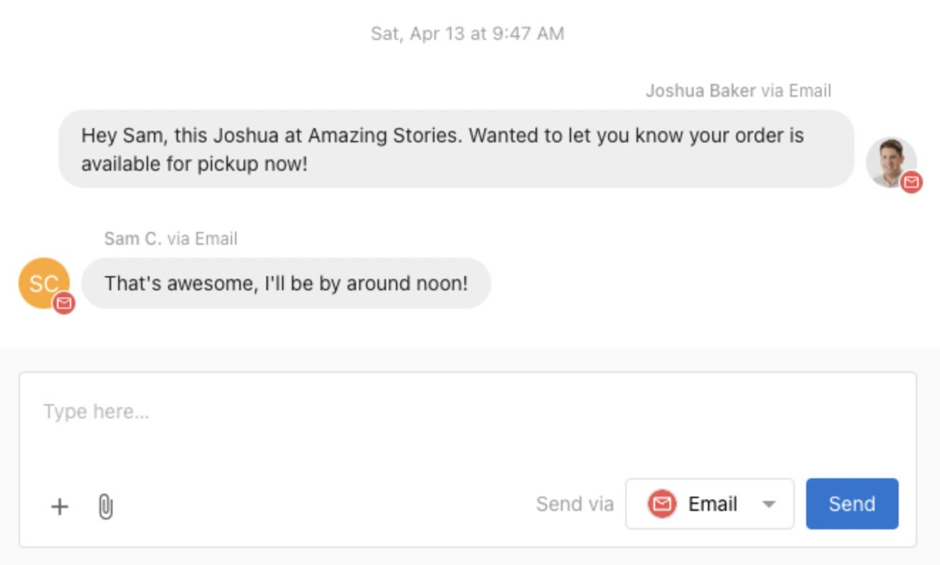Conversations AI email interface
