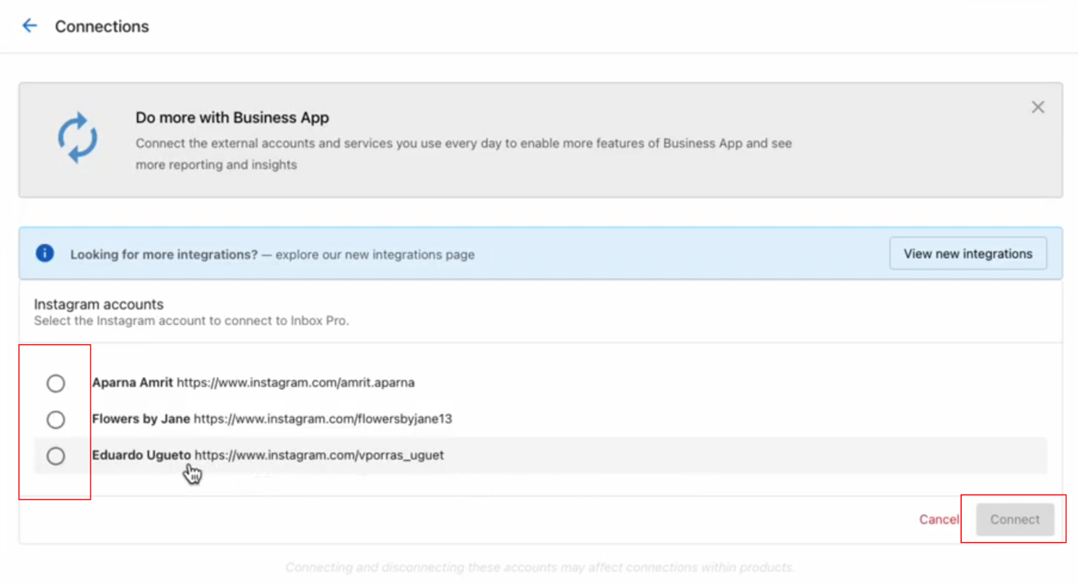 Step 3: Select Instagram account