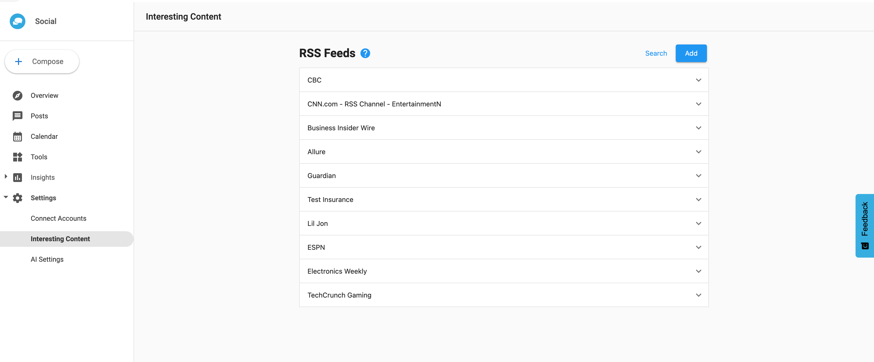 Search for RSS feeds