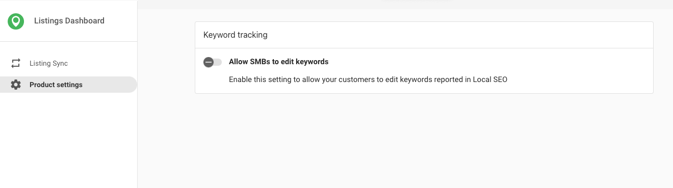 Product Settings Toggle