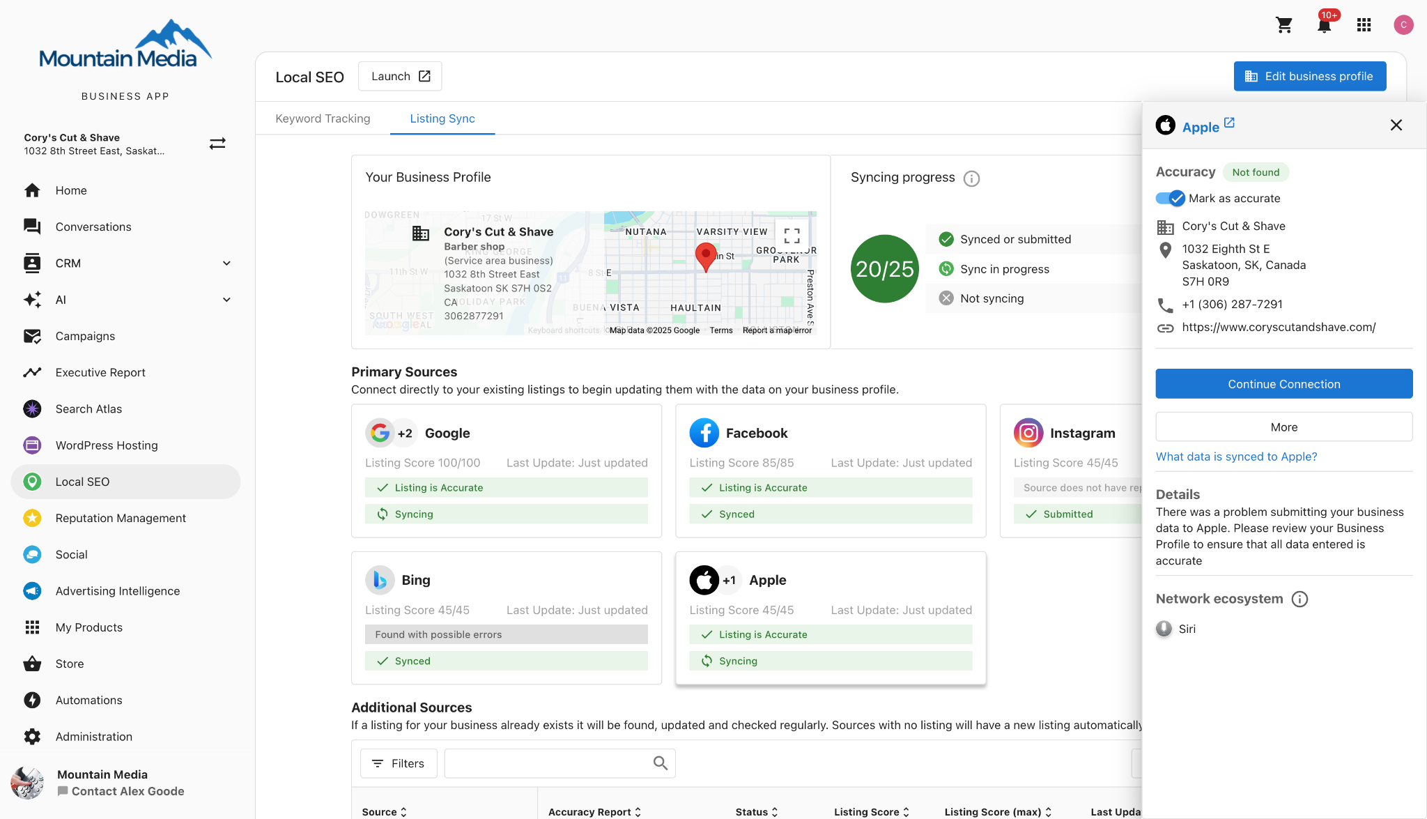 Apple Business Connect Integration Card