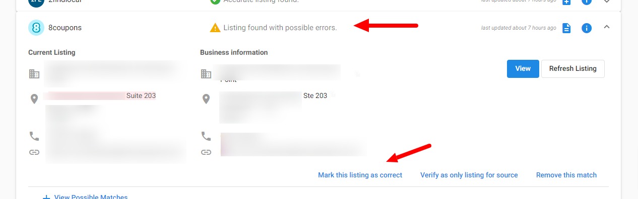 Mark listing as correct