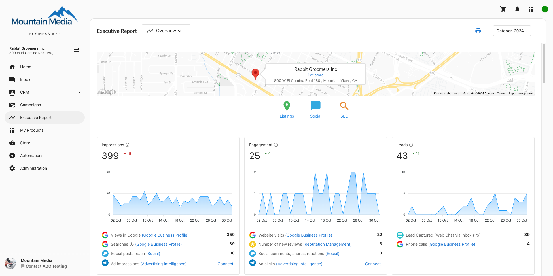 MarketGoo reporting in Executive Report