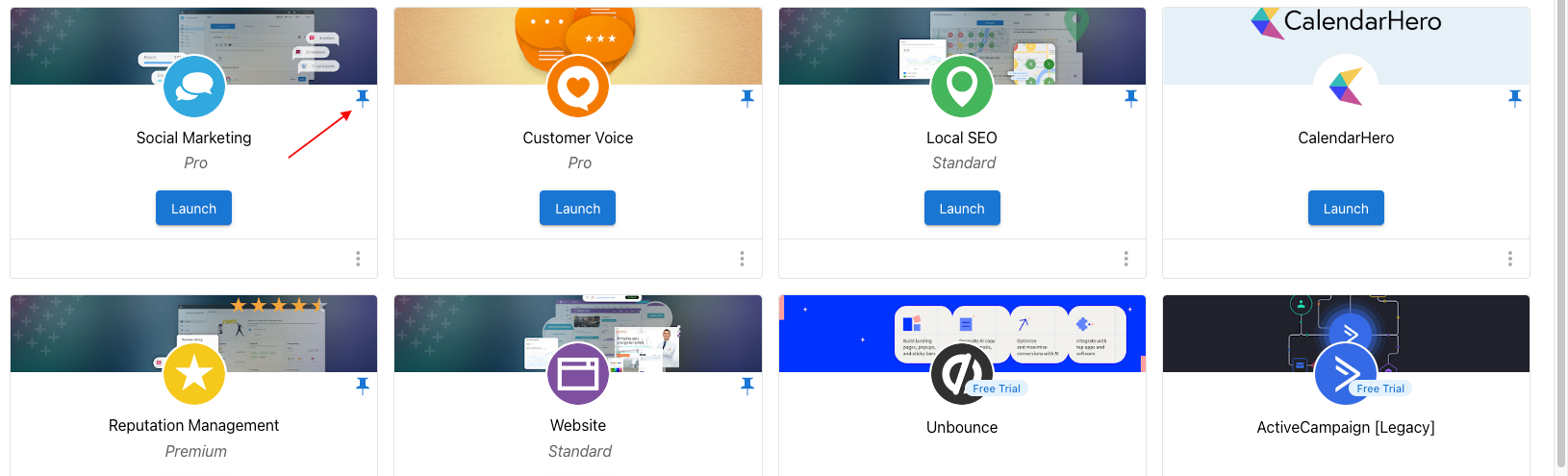 Pin icon to organize products