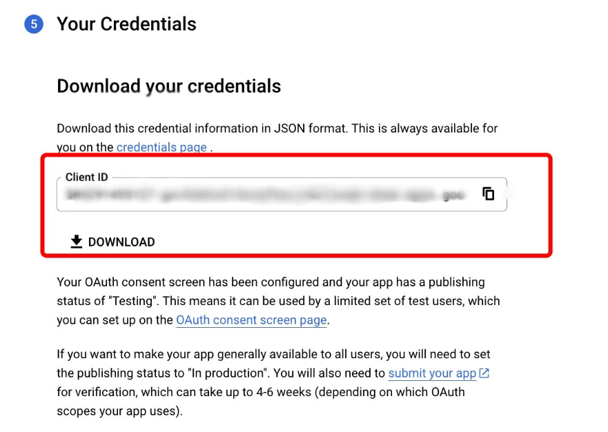 OAuth Client ID Configuration