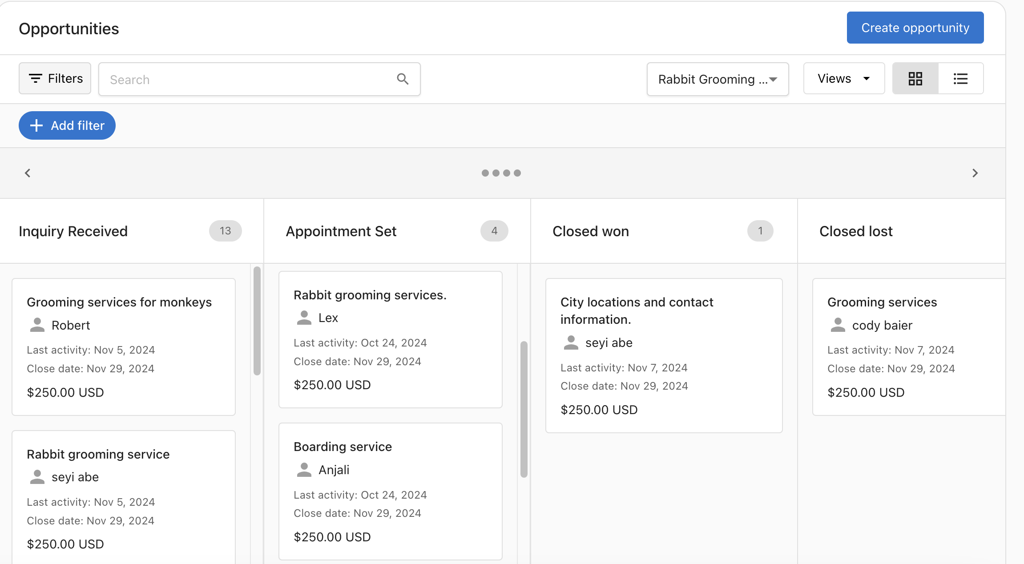 Opportunities Pipeline View