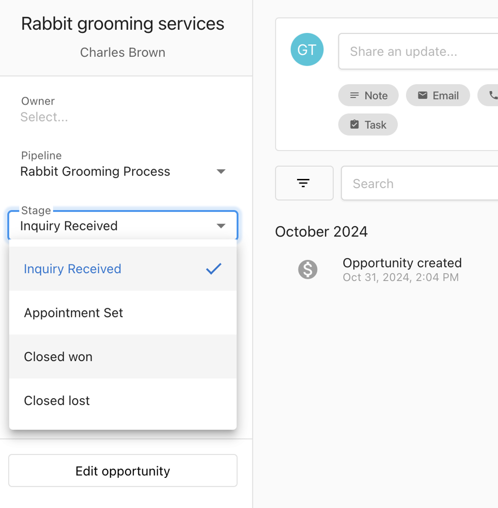 Opportunities Pipeline View