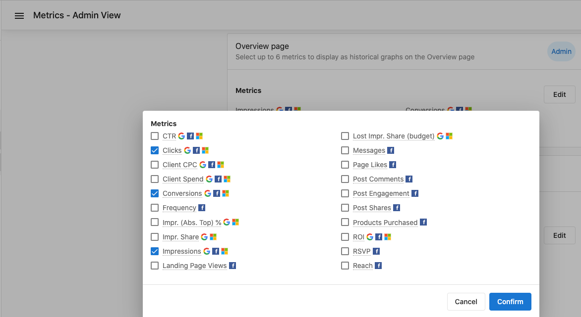 Settings Icon in Overview