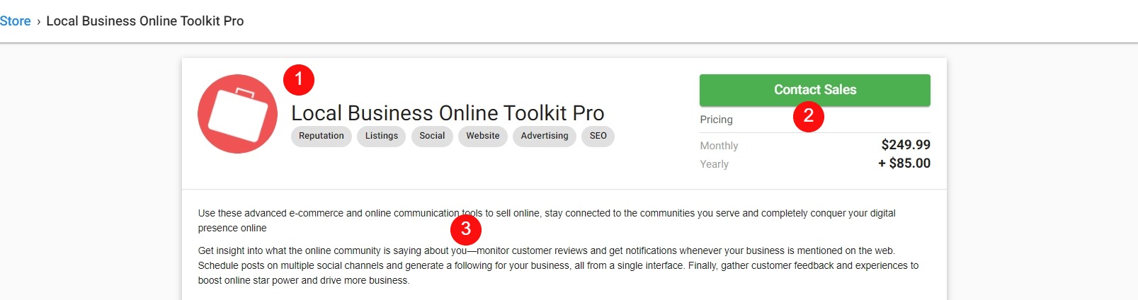 Package information page