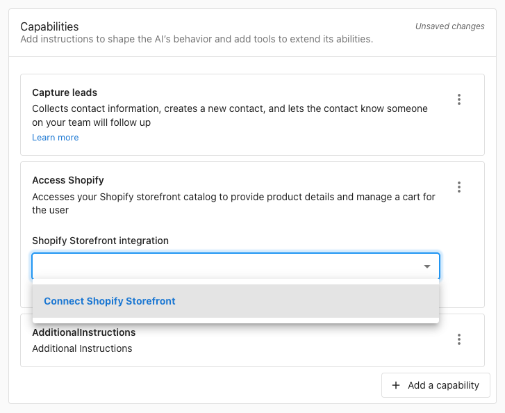Shopify Storefront Capability