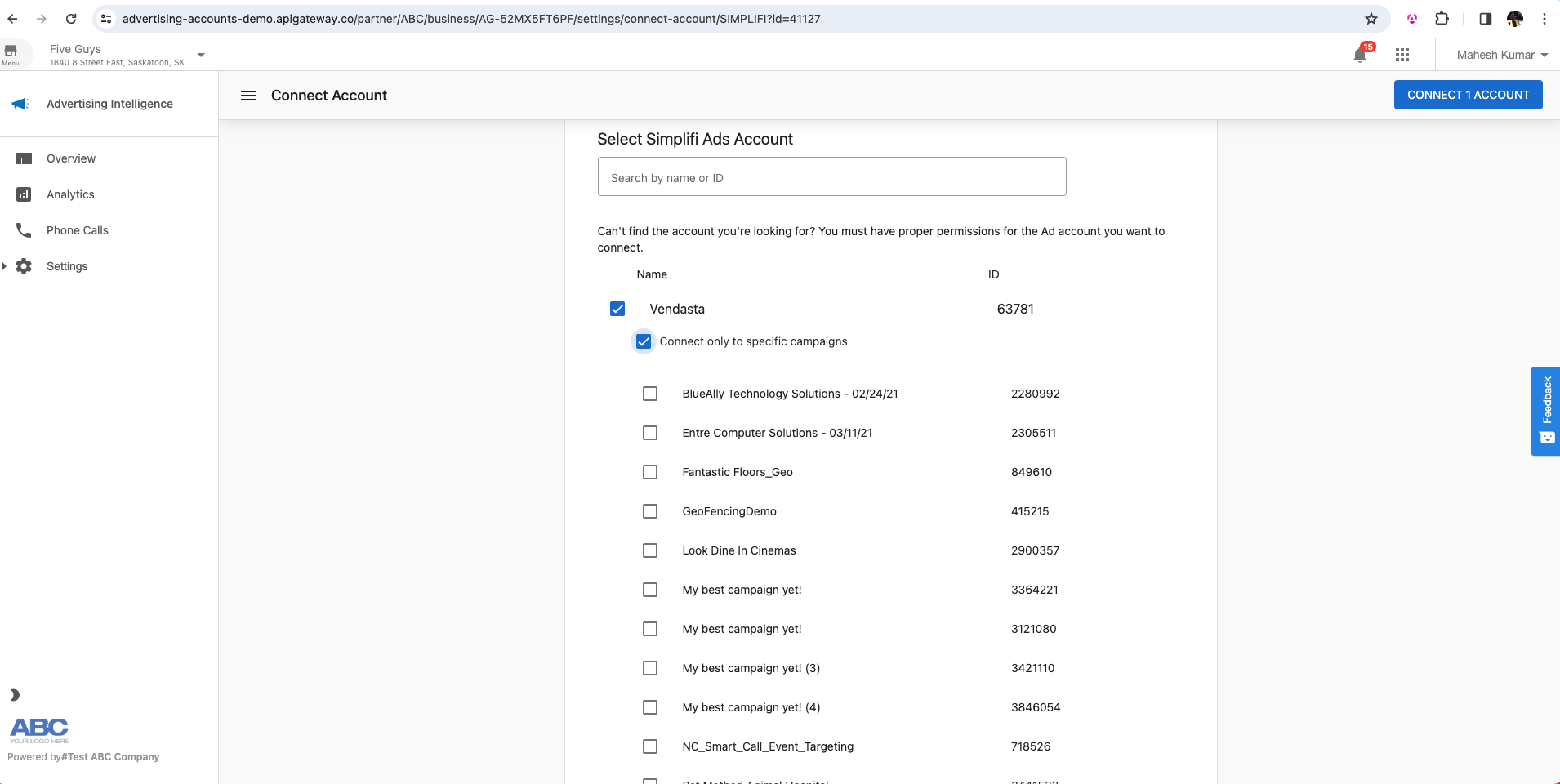Select Simpli.fi Accounts and Campaigns