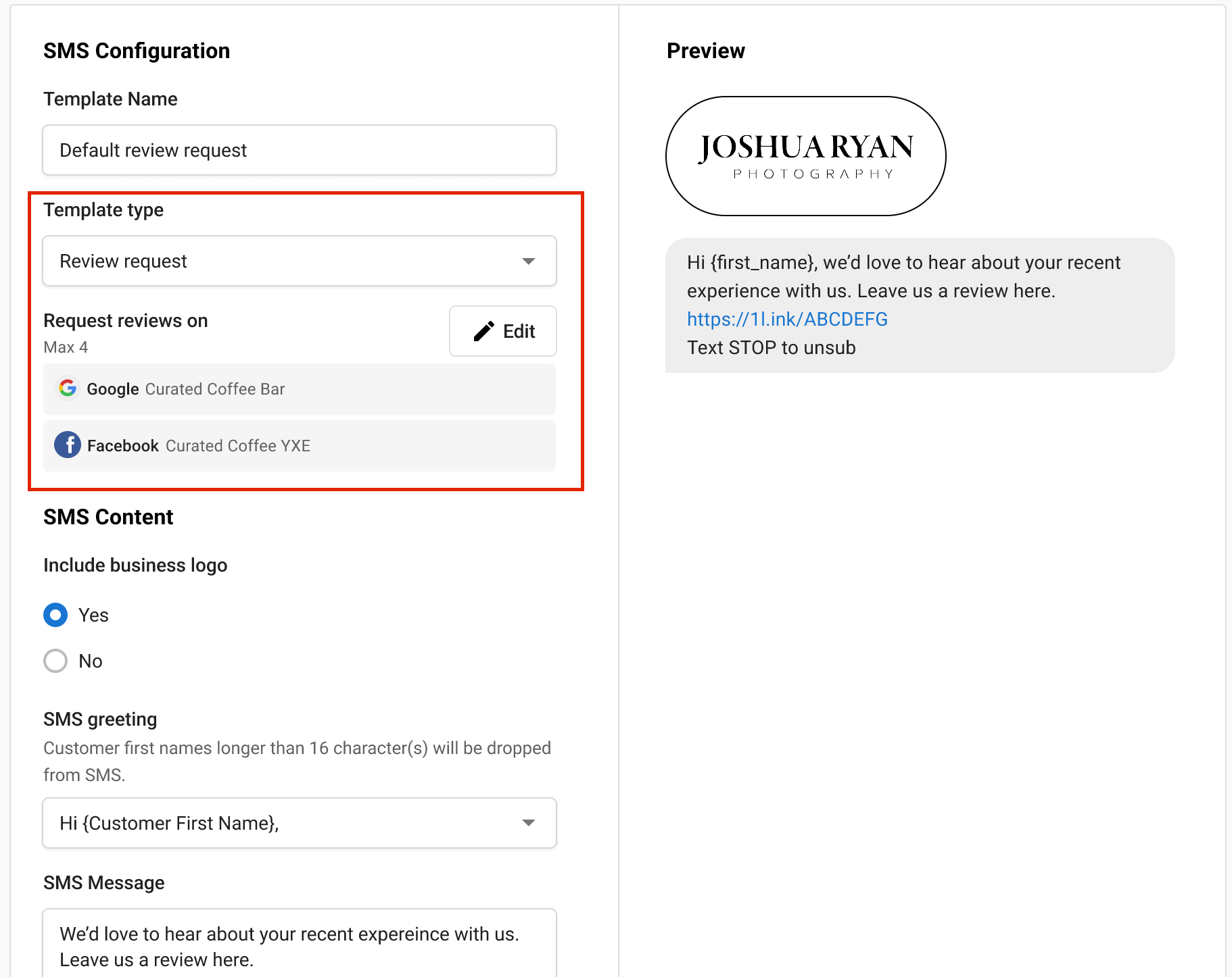 Review request template