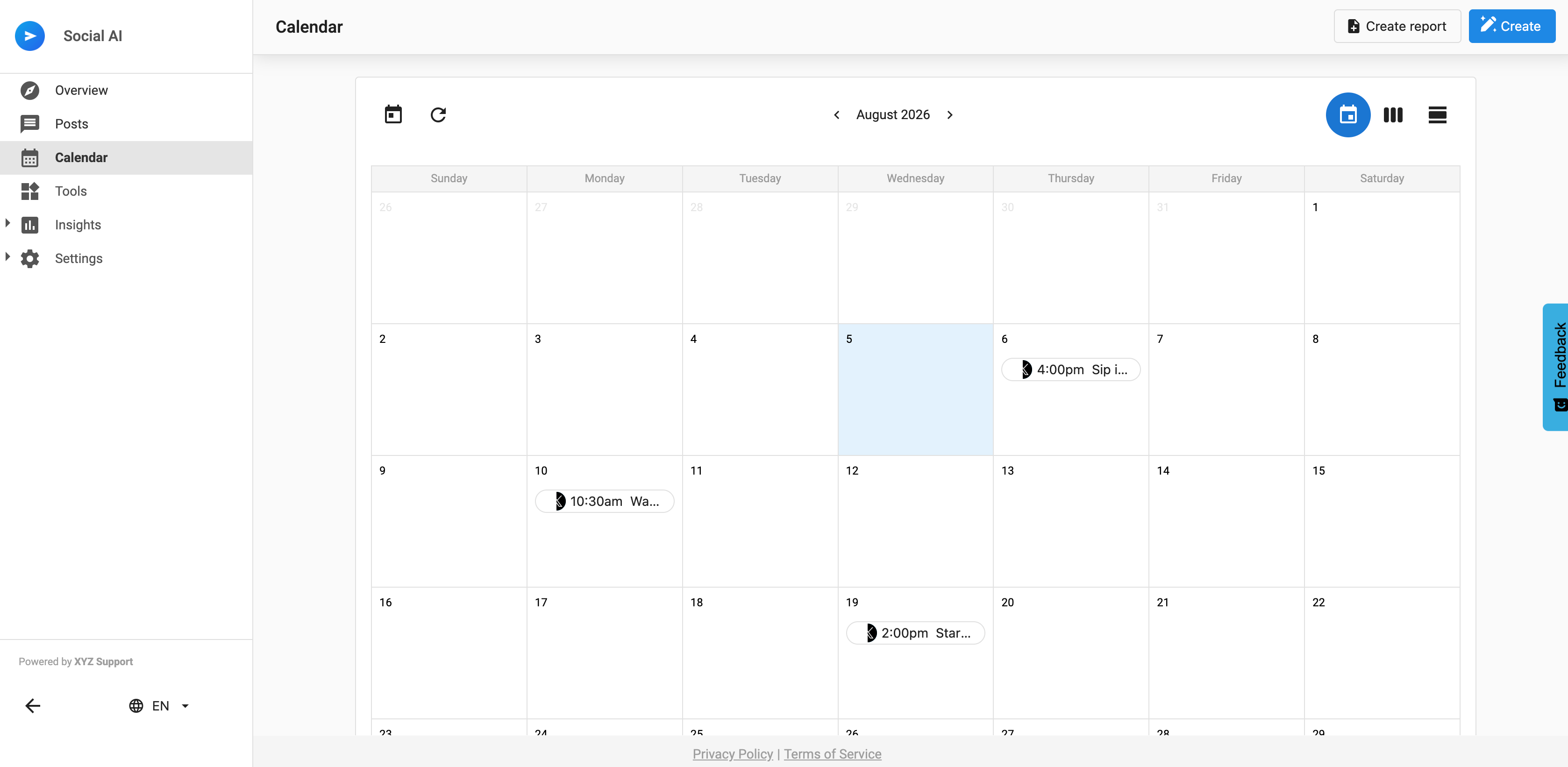 Calendar view