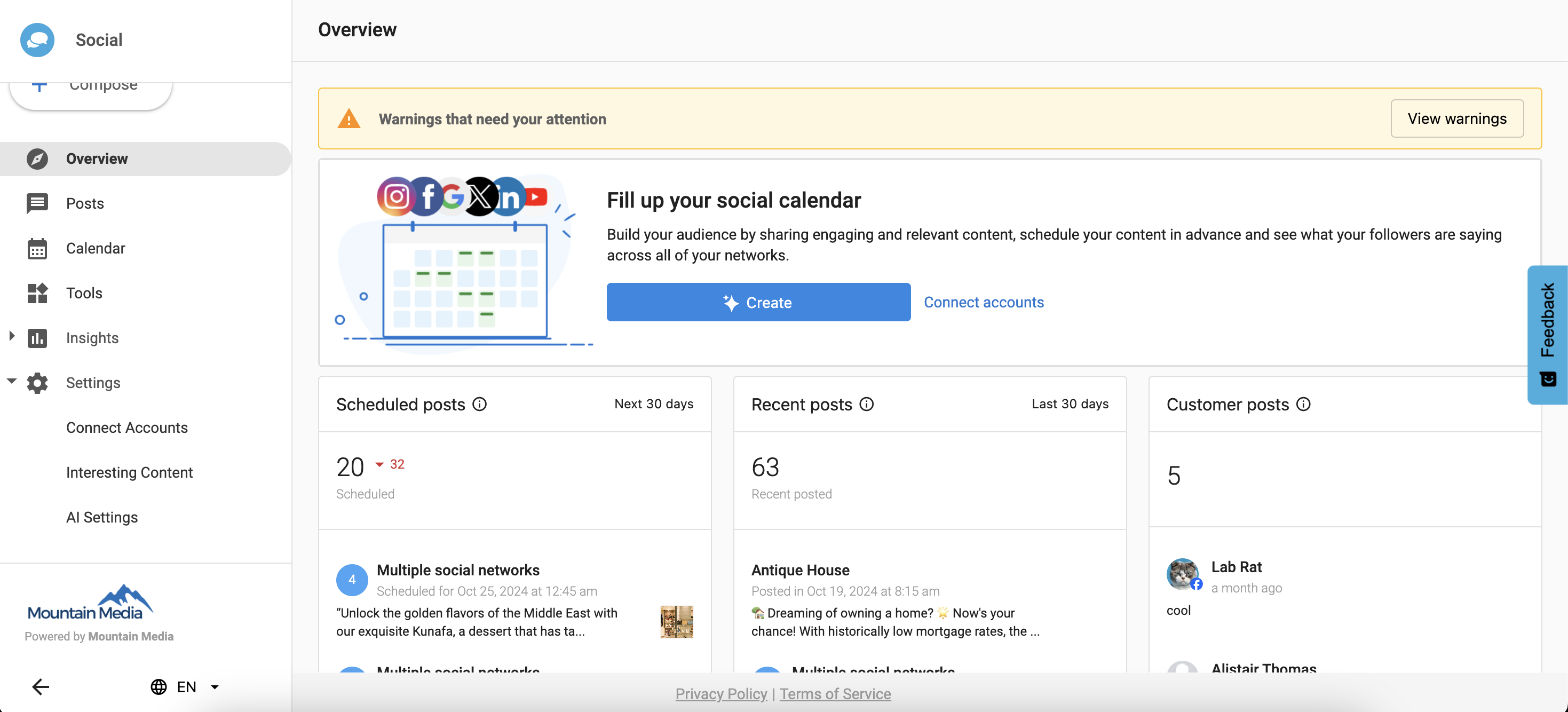 Social Marketing Settings