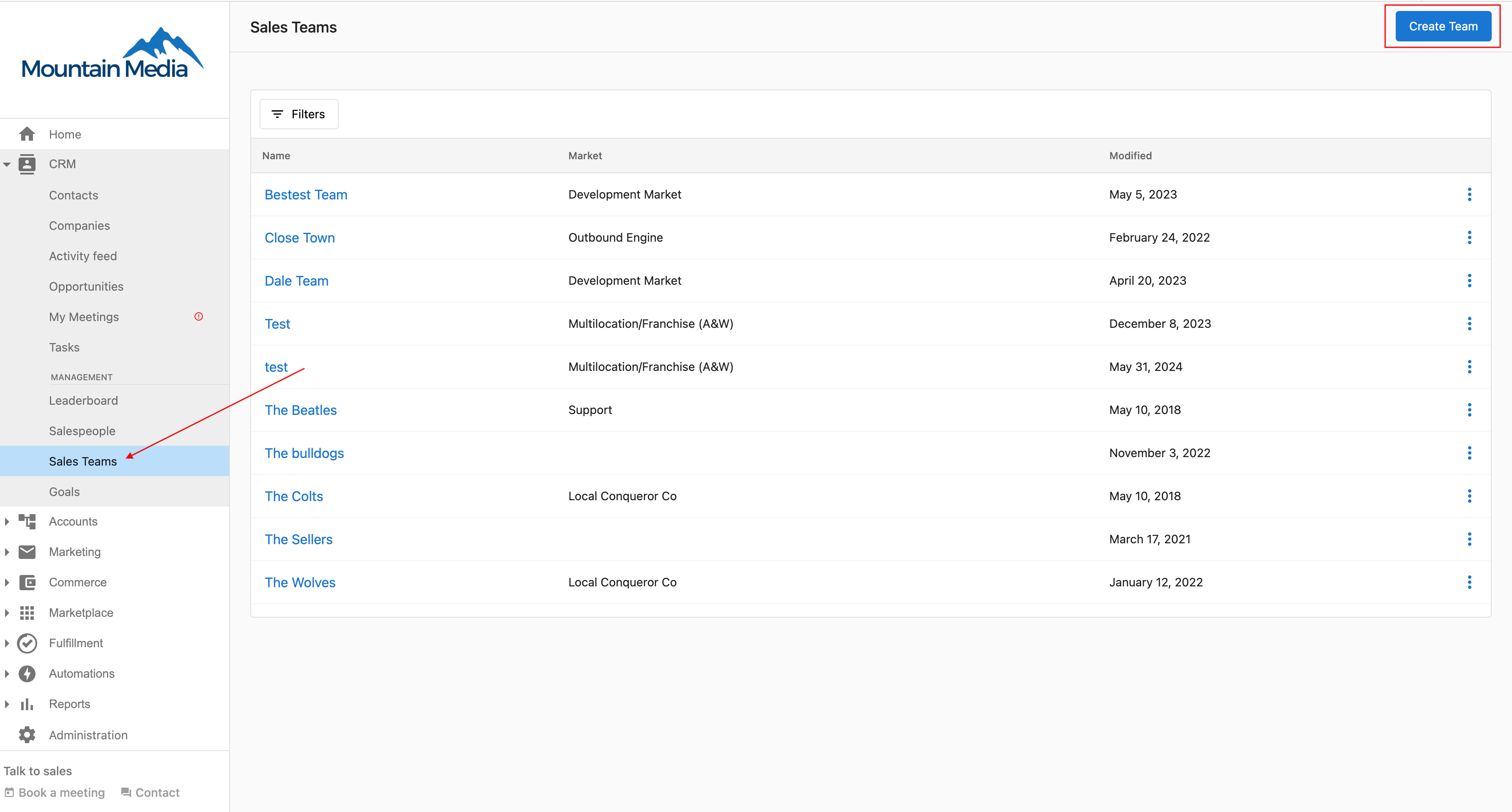 Team booking links overview