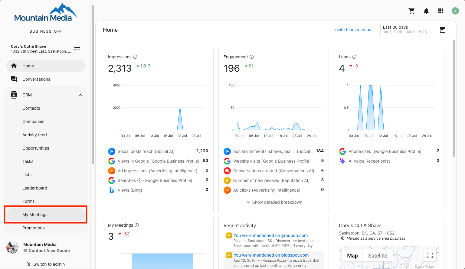 My Meetings in the CRM menu