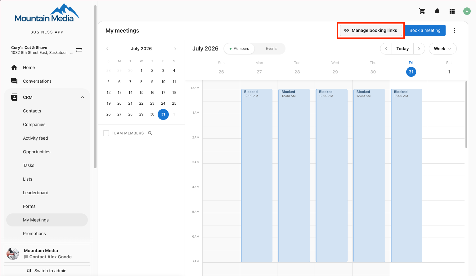 Manage booking links