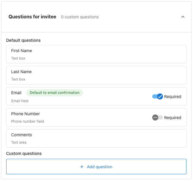 Questions for invitee