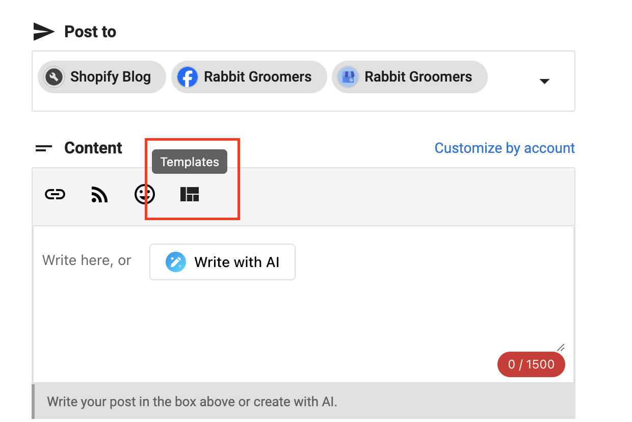 Templates button in post composer