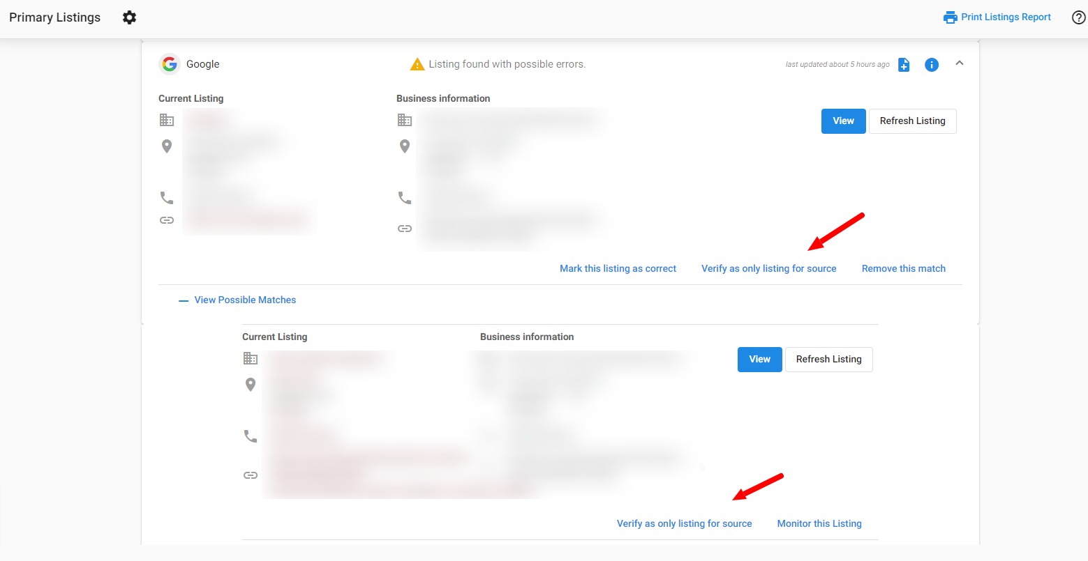 Verify as only listing